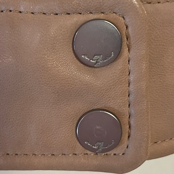 7 For All Mankind Leather Beige Moto Style Jacket Size Small - Picture 13 of 17